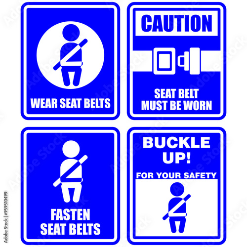 Caution, seat belt must be worn, sign vector
