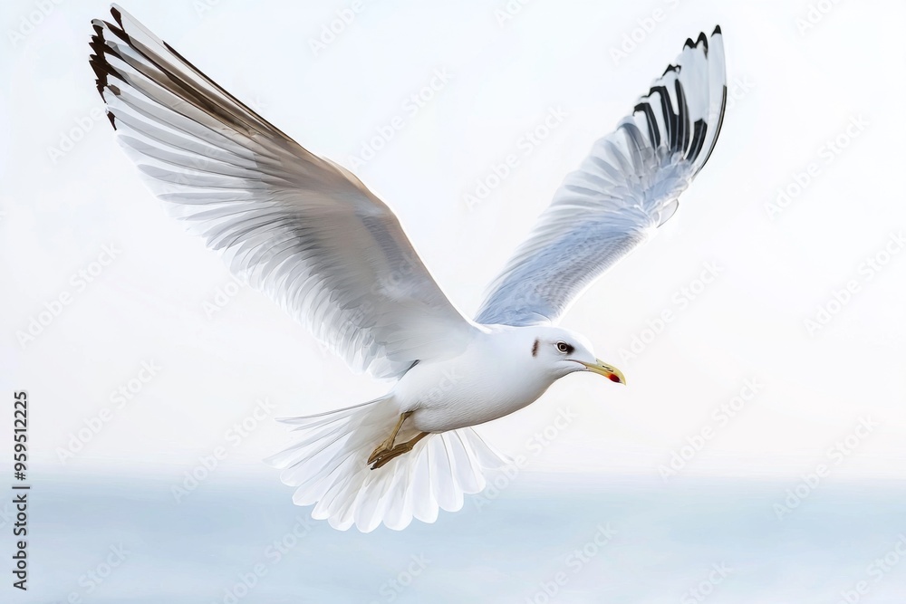Seagull flying over the ocean Seagull flying over the ocean