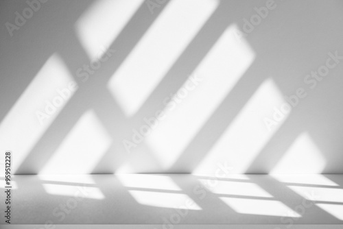 Wall interior background, studio and backdrops show products.with shadow from window color white and grey. background for text insertion and presentation product	