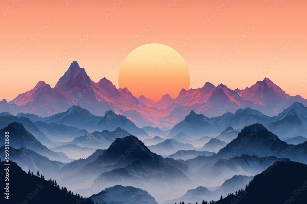 Sunrise over a mountain range Sunrise over a mountain range