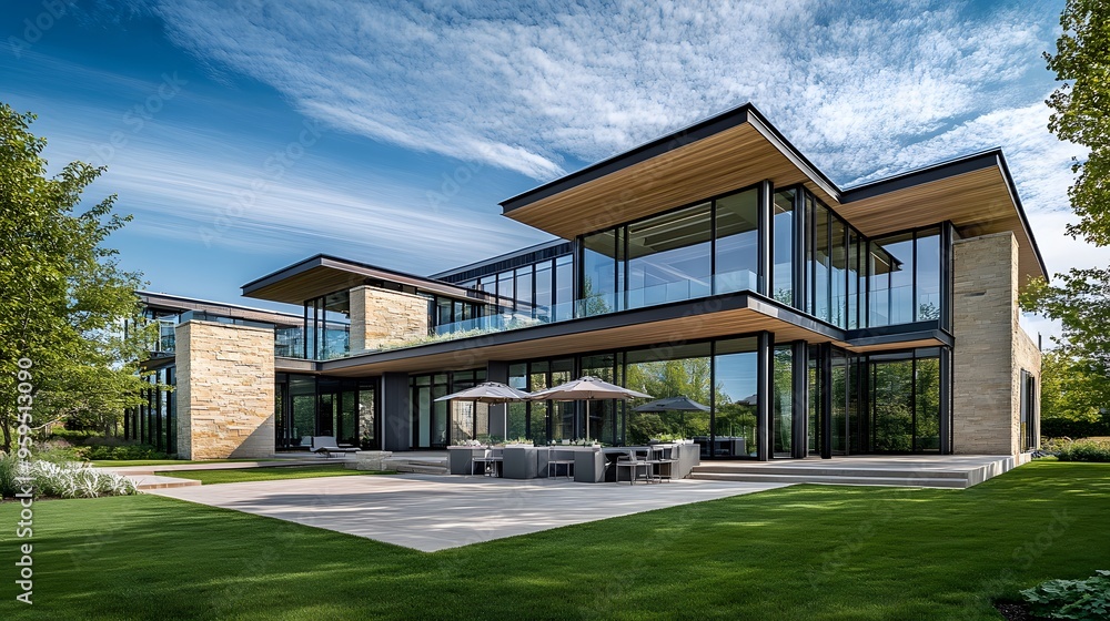 A cool town featuring sleek, modern architecture with glass facades and stylish outdoor spaces A cool town featuring sleek, modern architecture with glass facades and stylish outdoor spaces