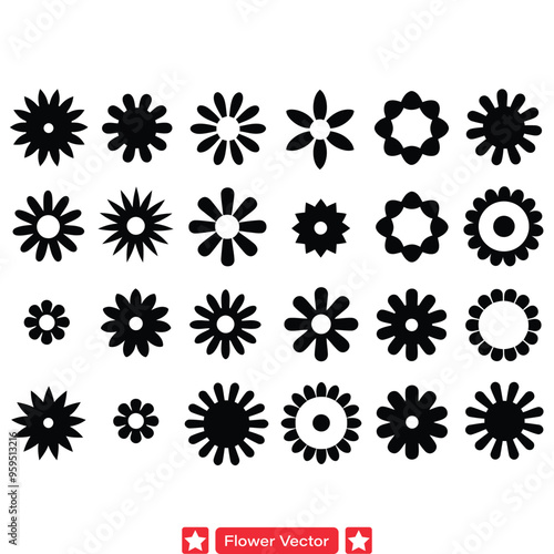 Flourish and Bloom Elegant Flower Vector Silhouettes for Artistic Expression