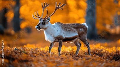 Reindeer in Autumnal Forest