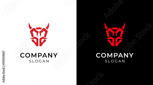 Letter GG demon oni mask logo design template