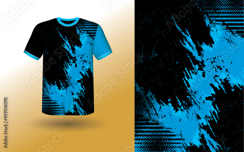 T-shirt Sport Design Template, T-shirt Mockup Abstract Grunge Sport Jersey Design For Cricket, Football Soccer, Racing, Sports, Running Soccer Jersey. Uniform Front View