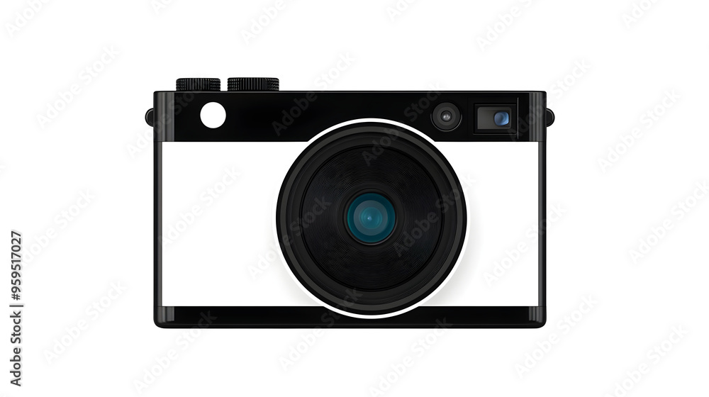 Black and White Camera with a Large Lens on a Transparent Background Black and White Camera with a Large Lens on a Transparent Background