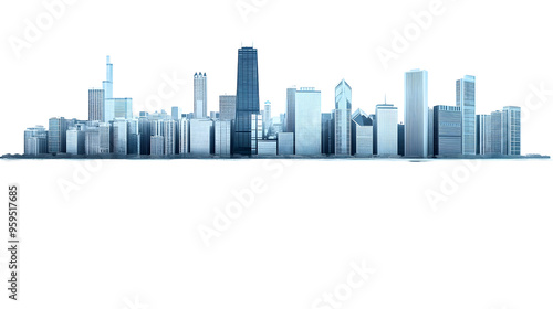 Wallpaper Mural Modern City Skyline Reflected in Still Water on a Transparent Background, PNG Download. Torontodigital.ca