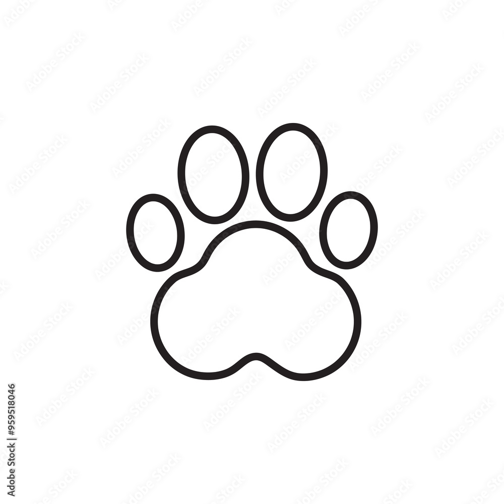 Paw icon vector, paw print sign linear illustration for web and app..eps Paw icon vector, paw print sign linear illustration for web and app..eps
