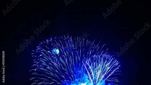 Blue Fireworks Lighting Up the Bottom of a Dark Sky