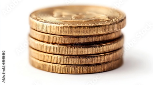 A stack of gold coins with a shiny, polished surface