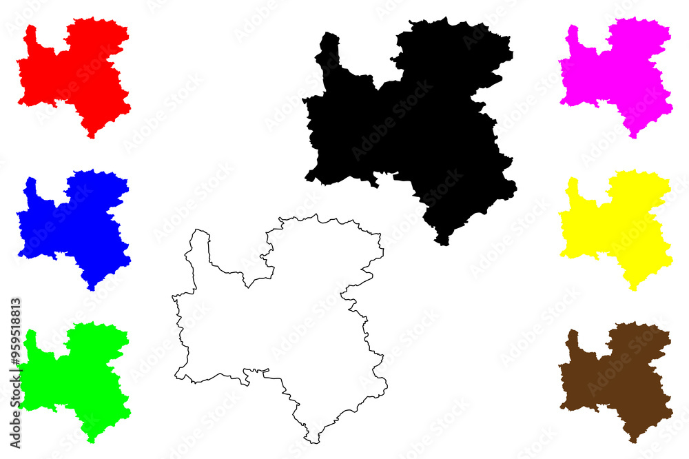 Fototapeta premium Rottweil district (Federal Republic of Germany, rural district, Baden-Wurttemberg State) map vector illustration, scribble sketch Rottweil map