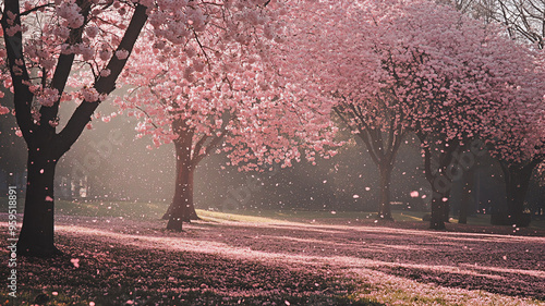 field of flowerstree in the park photo