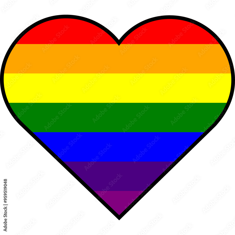Rainbow heart with outline Rainbow heart with outline