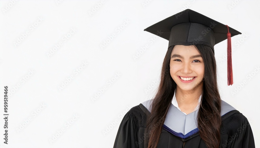 a young woman smiling brightly, wearing a traditional graduation cap, educational materials, announcements, or promotional content related to graduation or academic success a young woman smiling brightly, wearing a traditional graduation cap, educational materials, announcements, or promotional content related to graduation or academic success