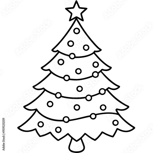 Christmas tree line art 