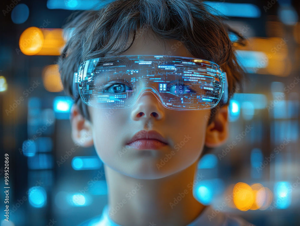 man wearing smart glasses, show digital information on smart glasses. man wearing smart glasses, show digital information on smart glasses.