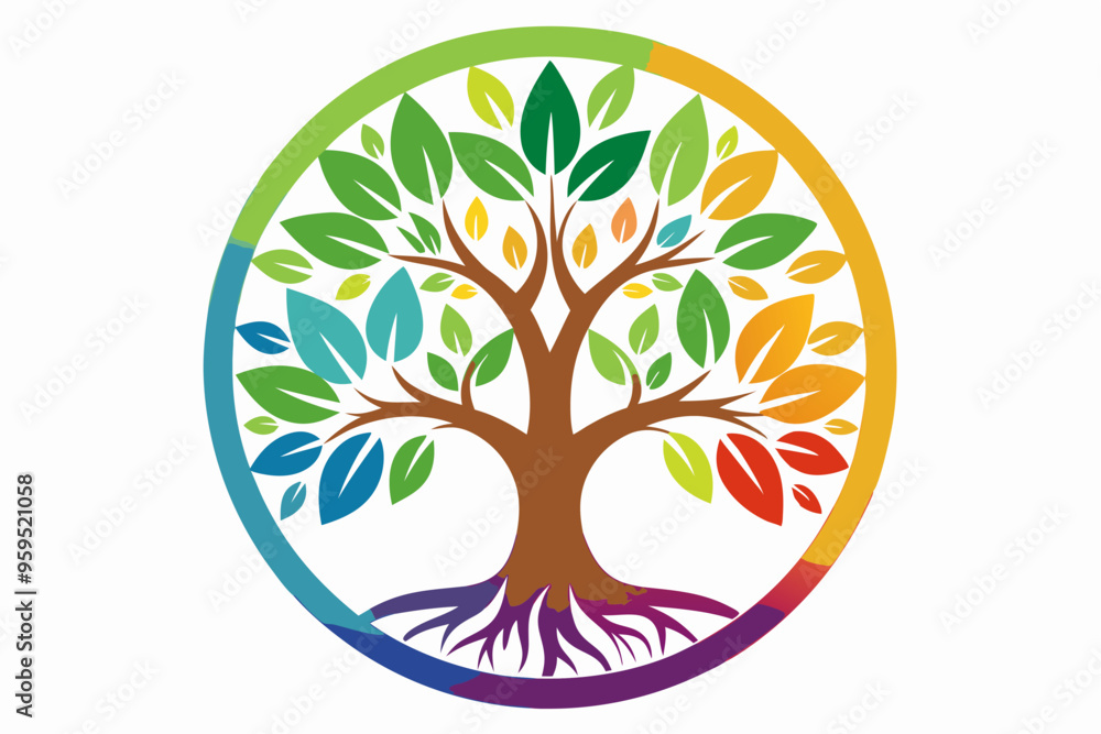 Fototapeta premium Green tree of life in a circle