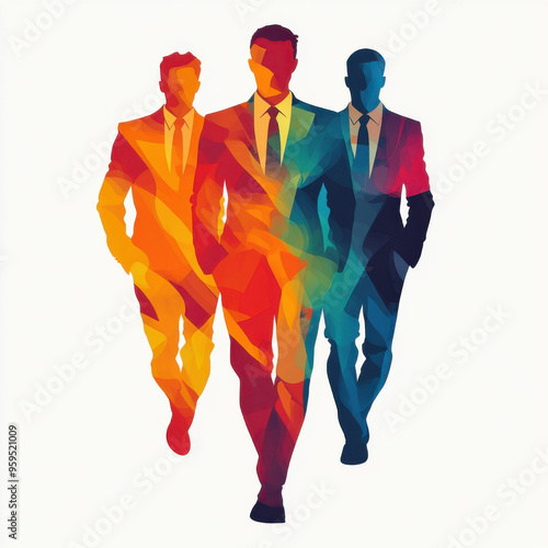 logo  business man, simple, vector, Psychedelic Art, white background photo