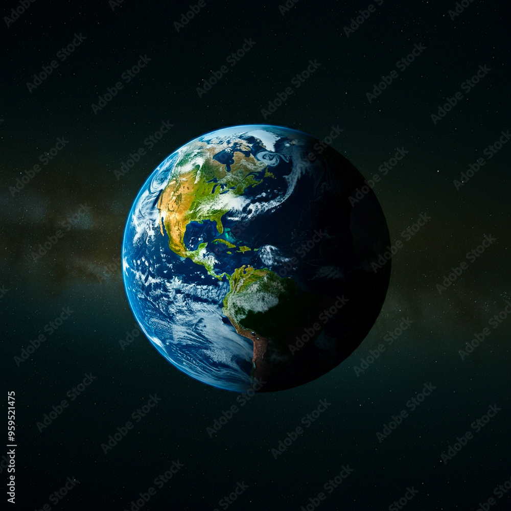 Fototapeta premium Earth Planet Globe Space World Map, Fake Illustration Photo, Art