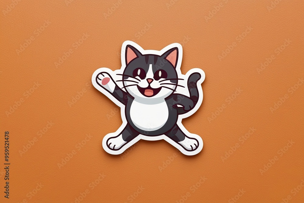 Spirited Emoji Sticker of an Energetic Kitty Spirited Emoji Sticker of an Energetic Kitty