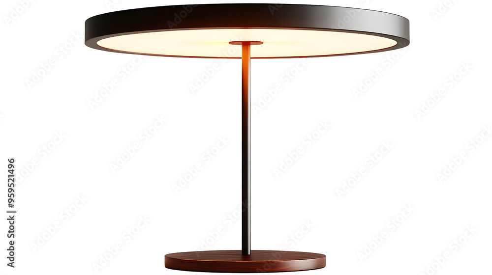 Modern Table Lamp with Round Black Shade and Wooden Base Isolated on Transparent Background Modern Table Lamp with Round Black Shade and Wooden Base Isolated on Transparent Background