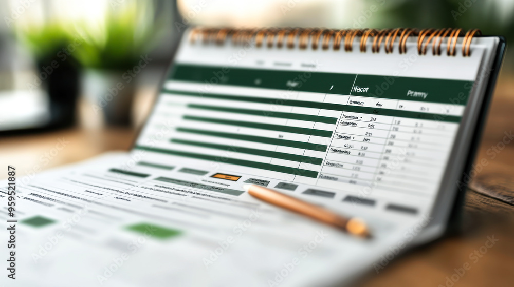 Obraz premium Closeup of analyzed graphs and charts with pen in office