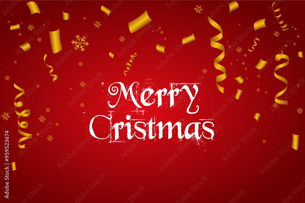 Naklejka premium christmas confetti snowflake with red background vector free