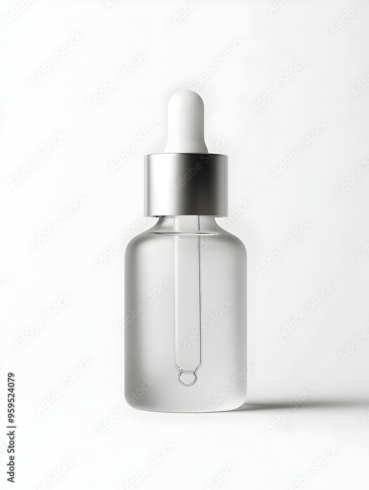 Frosted Glass Bottle with Dropper for Essential Oils on White Background Frosted Glass Bottle with Dropper for Essential Oils on White Background
