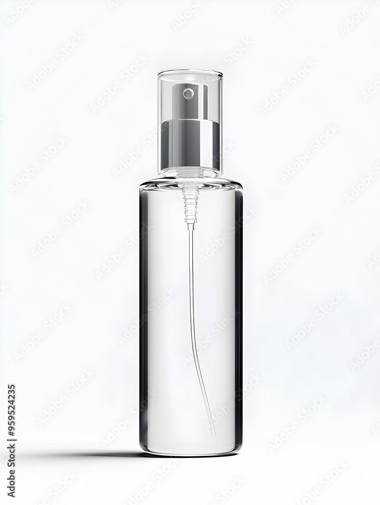 Sleek Facial Mist Bottle with Spray Nozzle on Plain White Background Sleek Facial Mist Bottle with Spray Nozzle on Plain White Background