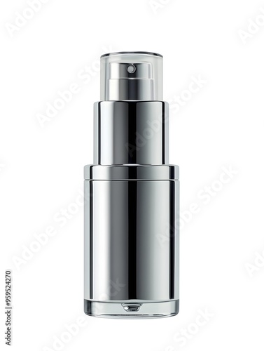 Metallic Eye Cream Pump Bottle on White Background