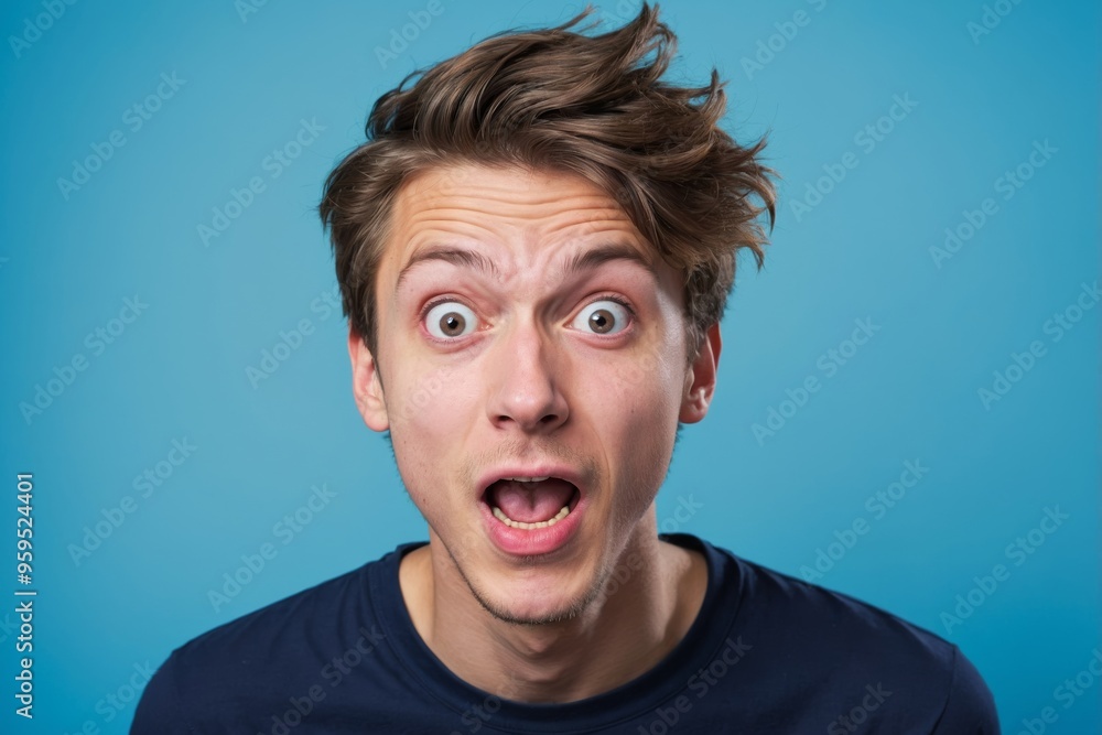 Shocked young man with wide eyes and open mouth Shocked young man with wide eyes and open mouth