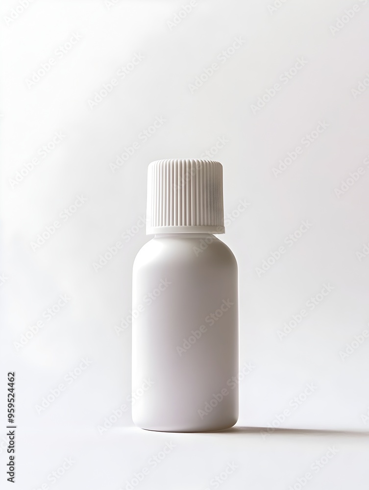 Compact Travel-Sized Bottle of Hand Cream on Pristine White Background Compact Travel-Sized Bottle of Hand Cream on Pristine White Background