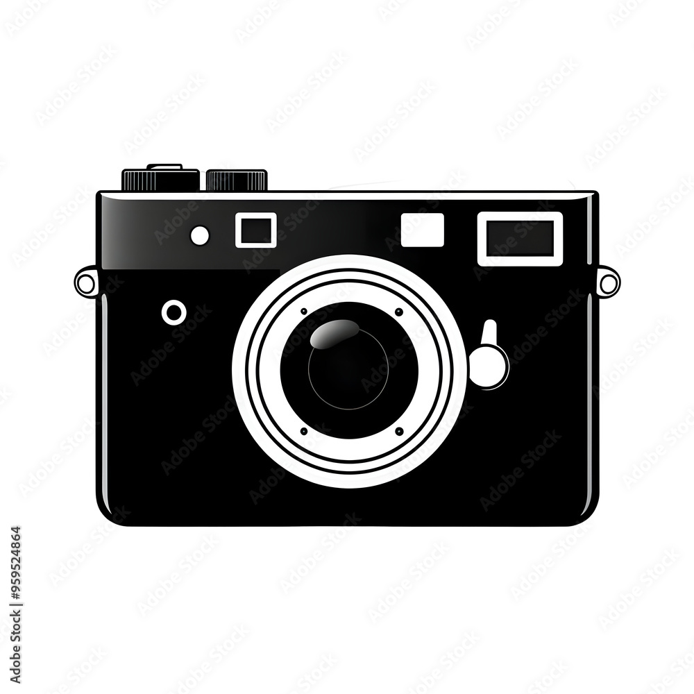 Classic Black and White Camera with a Lens Isolated on a Transparent Background Classic Black and White Camera with a Lens Isolated on a Transparent Background
