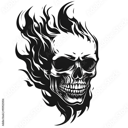 skull small fractures angry yelling with flames