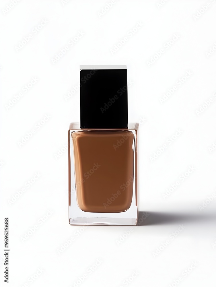 Compact Square-Shaped Twist-Off Cap Foundation Bottle on White Background Compact Square-Shaped Twist-Off Cap Foundation Bottle on White Background