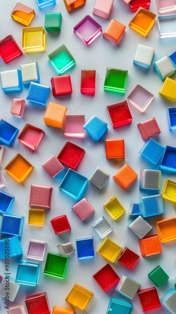 Obraz premium colorful square pieces of glass for the background, Murano Glass Pieces. Detailed Mosaic Patterns in colors