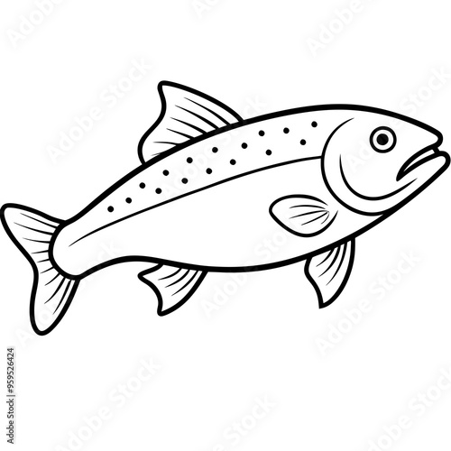 Trout fish line art