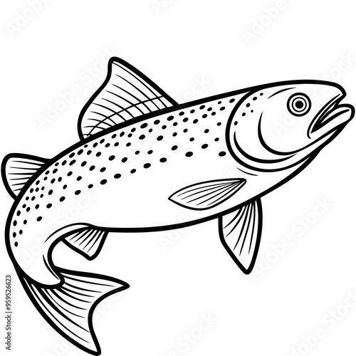 Trout fish line art
