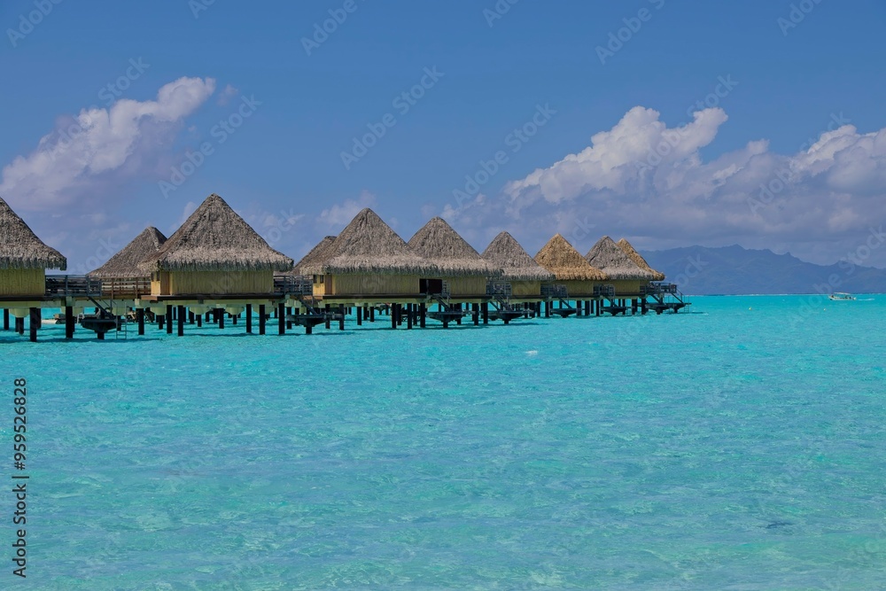 Crystal clear, turquoise waters fill the lagoon of Bora Bora Crystal clear, turquoise waters fill the lagoon of Bora Bora