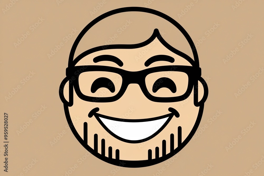 Adorable Nerd Emoticon Featuring Joyful Smile and Glasses for Happiness Adorable Nerd Emoticon Featuring Joyful Smile and Glasses for Happiness