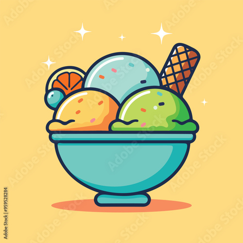 cartoon sweet ice cream vector illustration