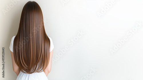 「光沢を放つ栗色の髪 - 背中から見たエレガンス」
