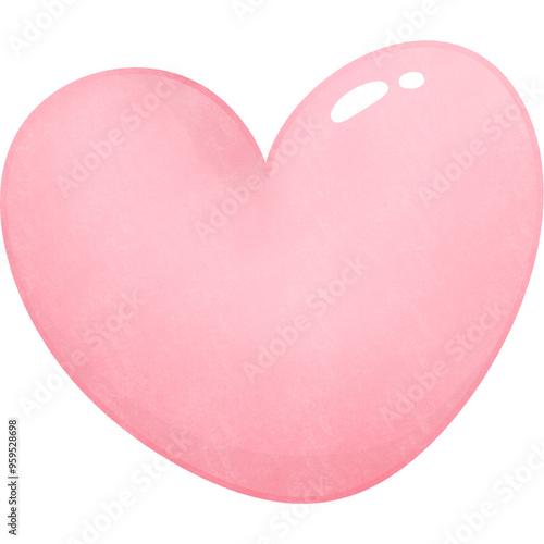 Pink heart, Valentine's day decoration clipart, PNG file no background