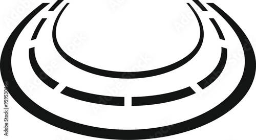 Simple curved road with markings is vanishing into the distance