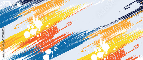 vector illustration of a badminton athlete with a jumping smash action. colored silhouette style design, grunge