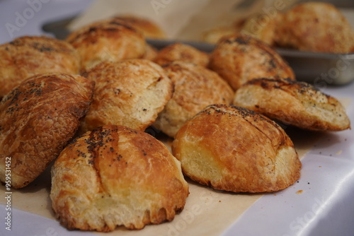 Baked tandoor samsa. Baking with different meats.