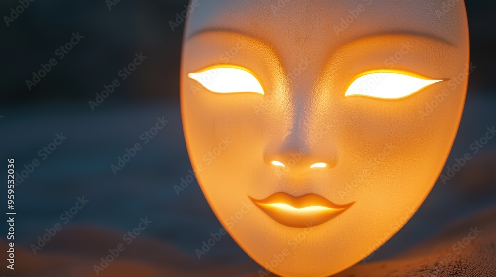 Ethereal Masked Portrait with Dramatic Lighting and Moody Atmosphere Ethereal Masked Portrait with Dramatic Lighting and Moody Atmosphere