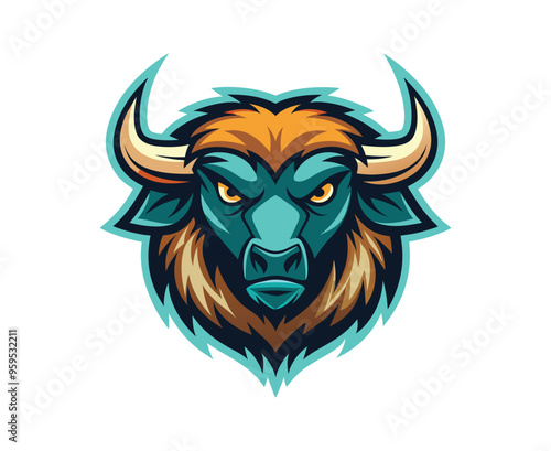 Bull logo vector. bull head logo design. bull head mascot logo. horn bull vector