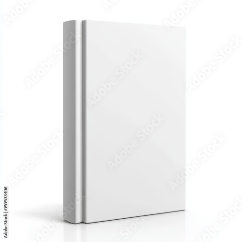 Blank white hardcover book mockup isolated on white background.