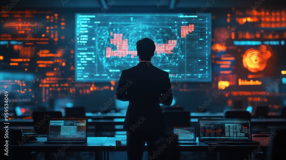 A startup founder delivering a captivating presentation in a futuristic boardroom A startup founder delivering a captivating presentation in a futuristic boardroom